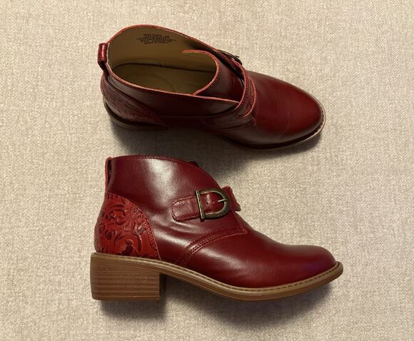 Alegria Shoes - Alegria Women's Leather Ankle Boots Mikki Size 9.5-10 EU40 Red Embossed Heel